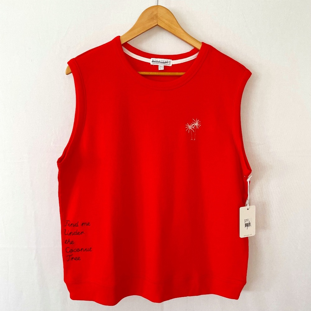 PJ SALVAGE Women's XL Orange Sleeveless Sweatshirt Tank